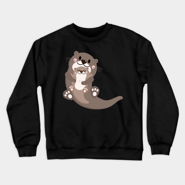 Significant Otters - Otters Mom Holding Each Other Crewneck Sweatshirt by yassinebd